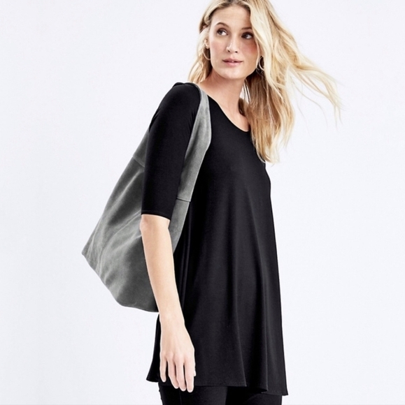Eileen FISHER jersey tunic top dress xs petite pp black - Picture 1 of 15